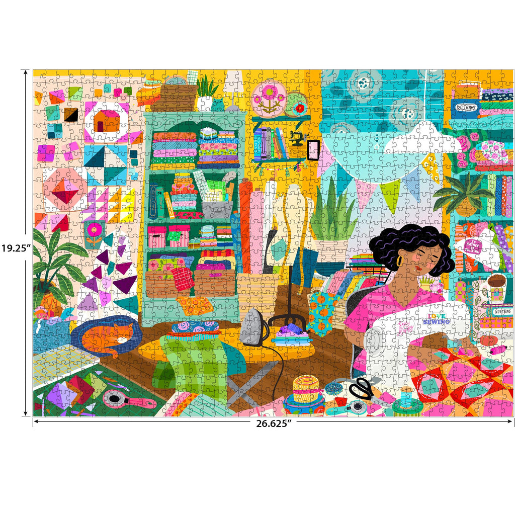 RoseArt Soft Touch Sewing Room 1000-Piece Jigsaw Puzzle – Velvety Surface, Made in USA