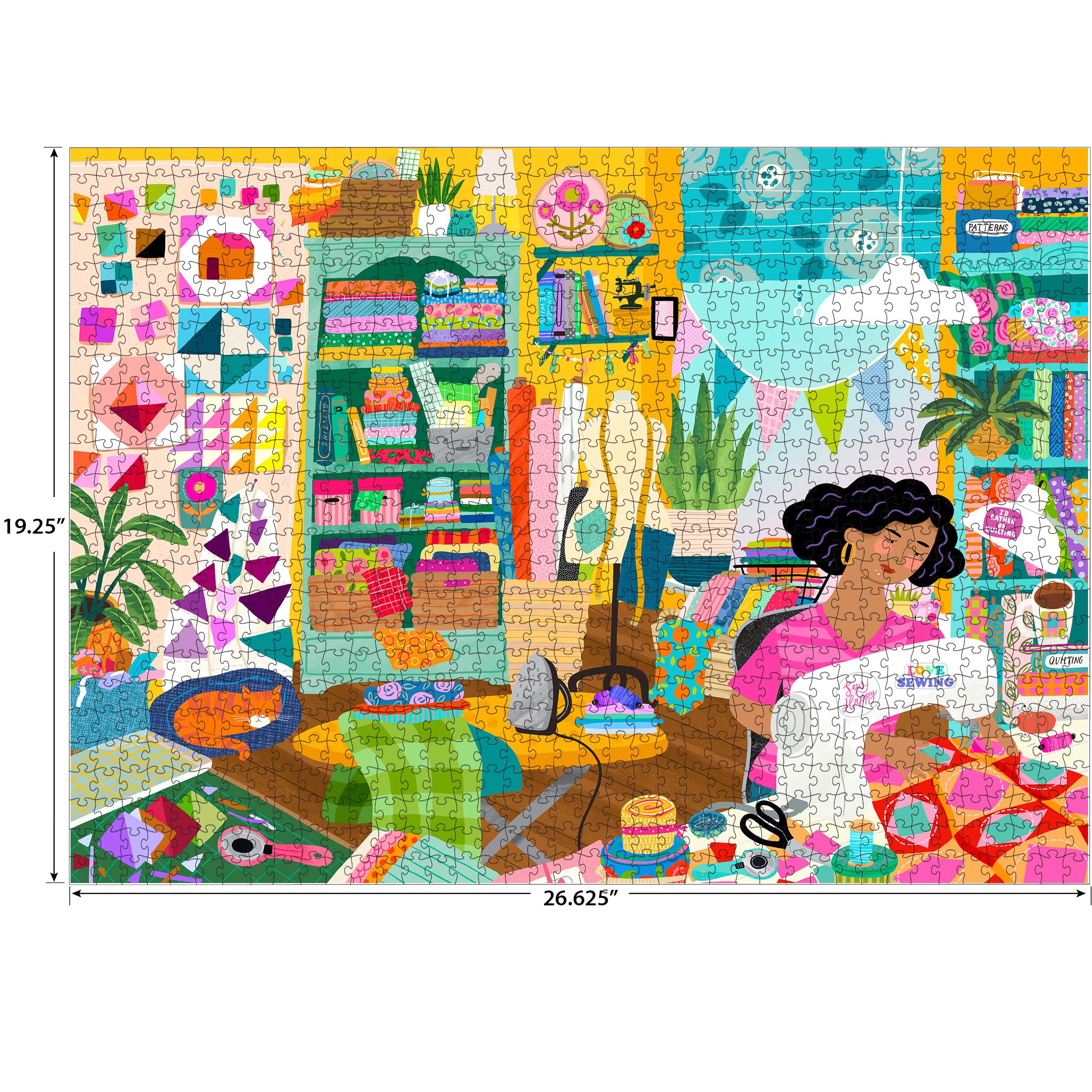 RoseArt Soft Touch Sewing Room 1000-Piece Jigsaw Puzzle – Velvety Surface, Made in USA