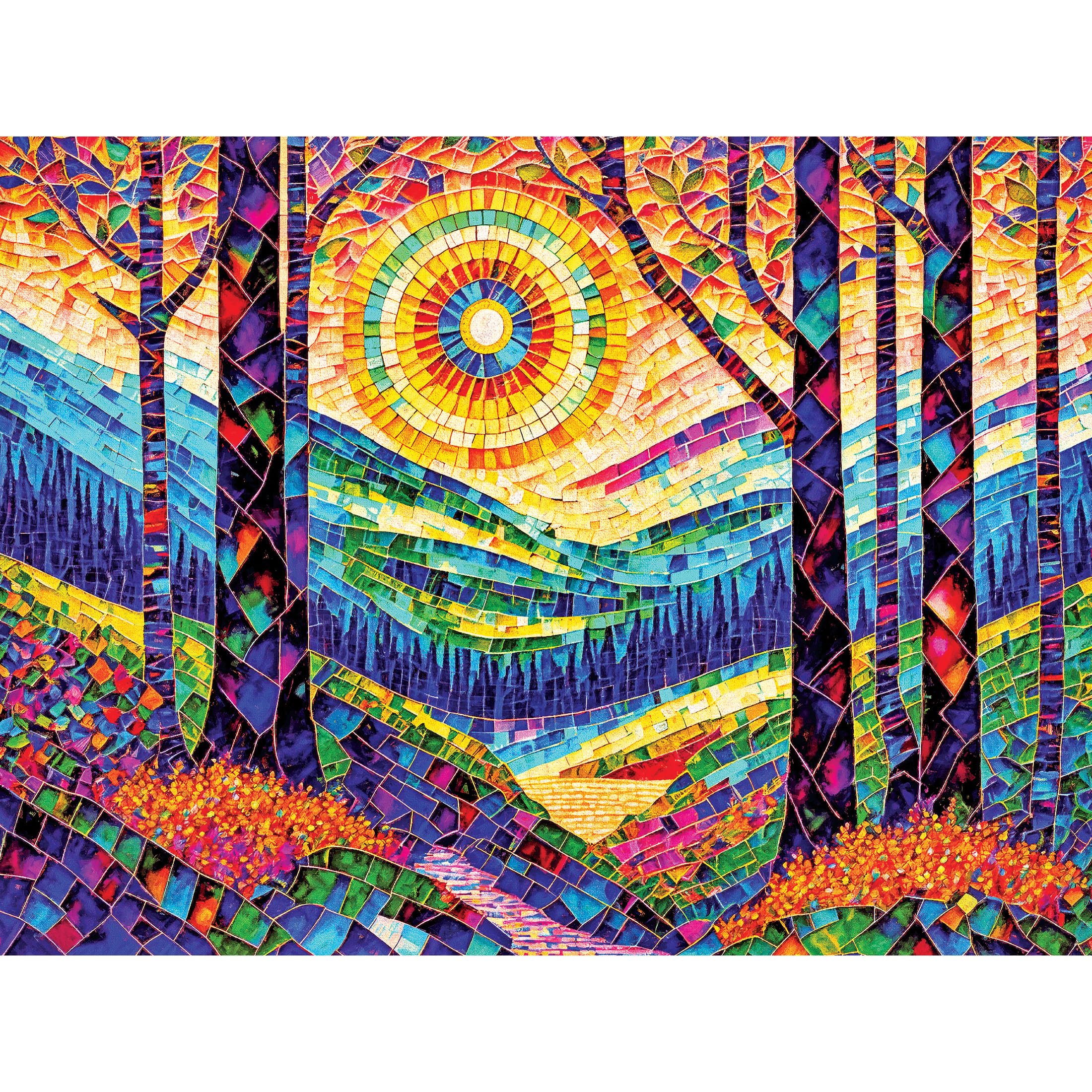 RoseArt Stained Glass 300 Piece Jigsaw Puzzle: The Sun Shines on Dreamland by Peggy Collins (24" x 18")