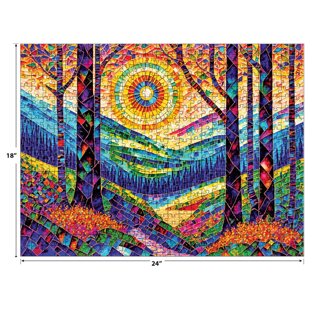 RoseArt Stained Glass 300 Piece Jigsaw Puzzle: The Sun Shines on Dreamland by Peggy Collins (24" x 18")