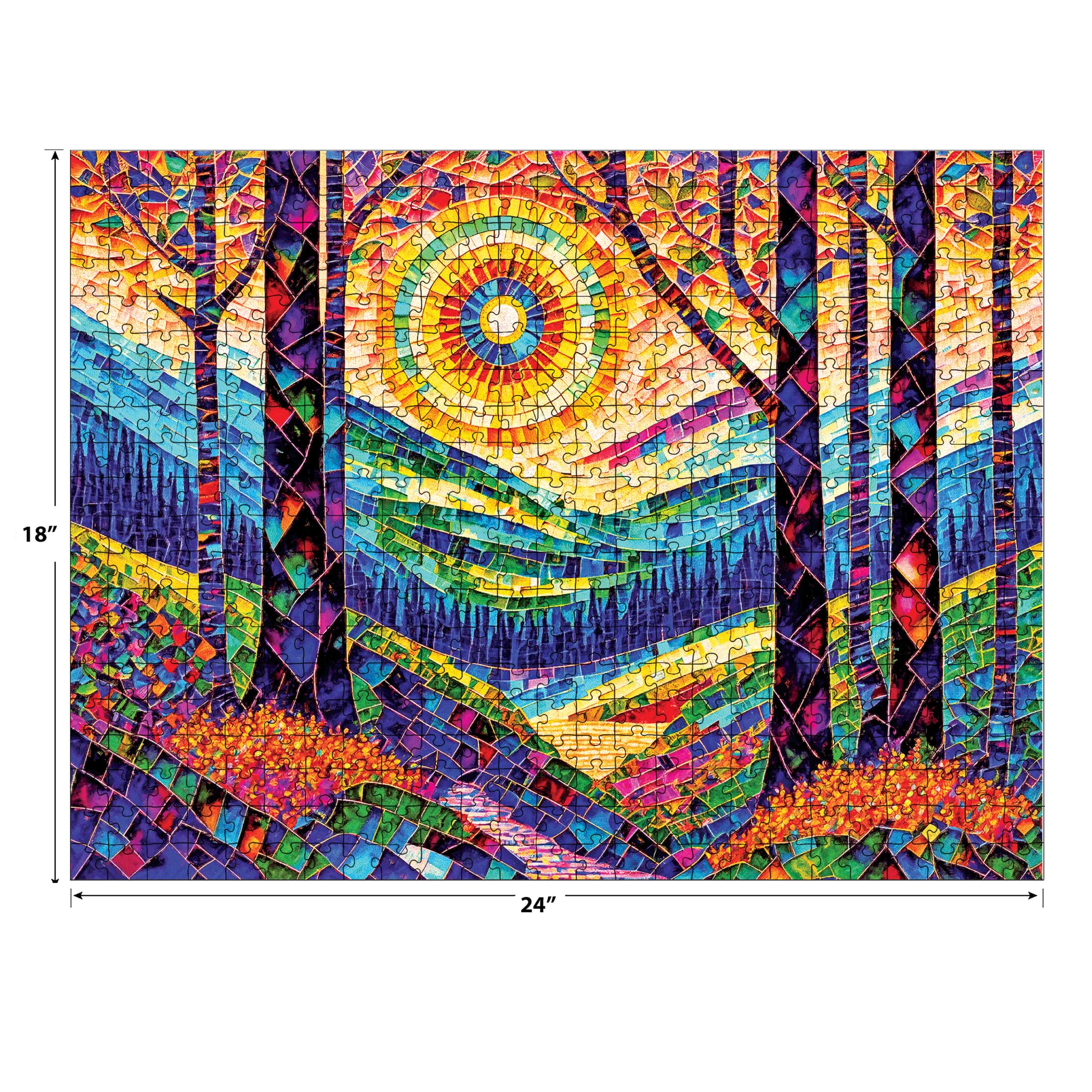 RoseArt Stained Glass 300 Piece Jigsaw Puzzle: The Sun Shines on Dreamland by Peggy Collins (24" x 18")