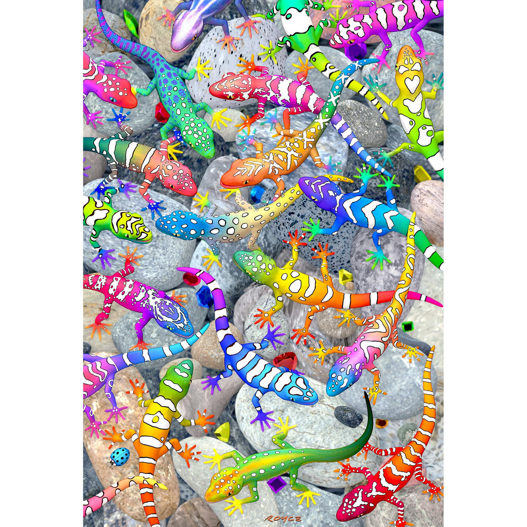RoseArt Super Deep 3D Gecko Magic 300-Piece Jigsaw Puzzle – Colorful Interlocking Puzzle for Adults