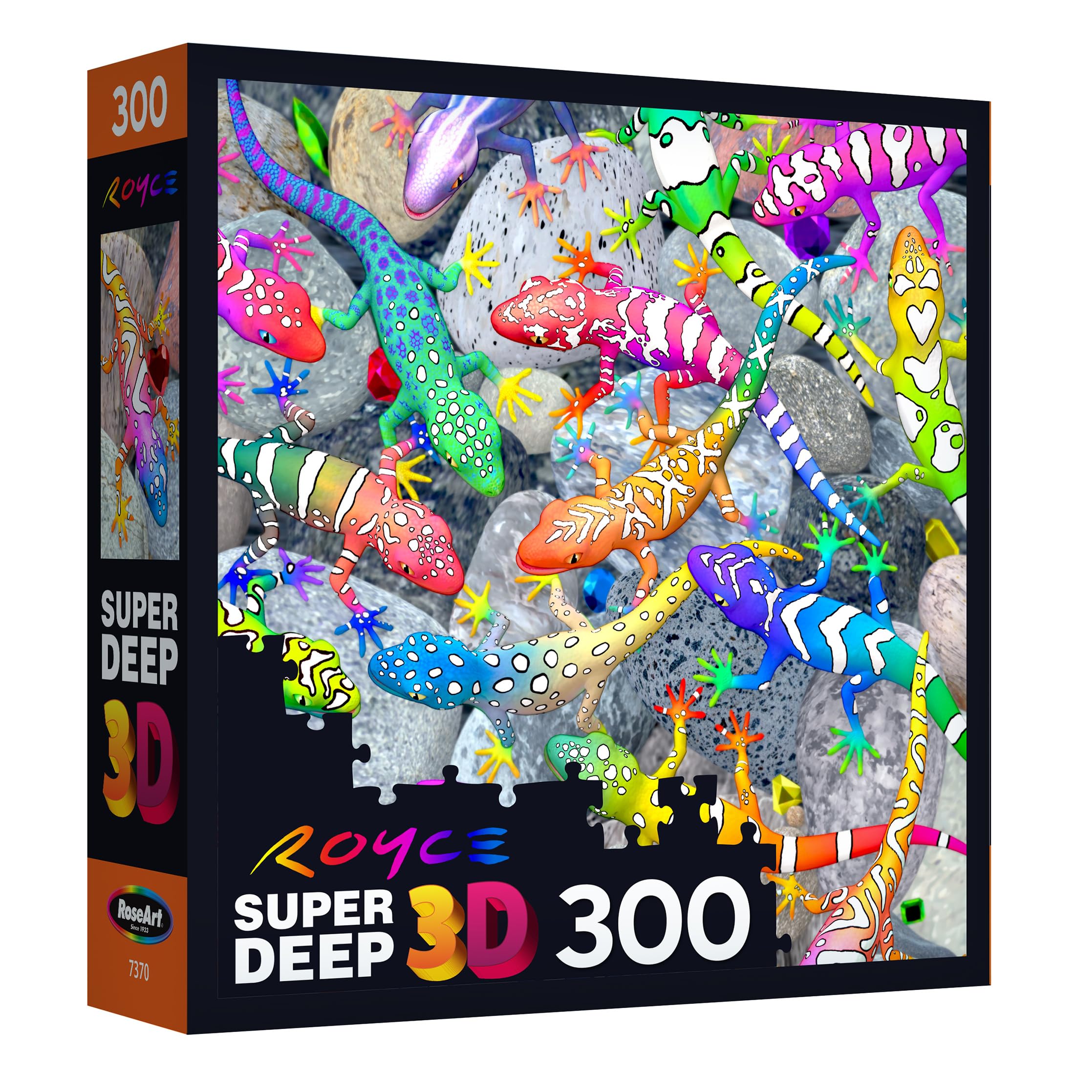 RoseArt Super Deep 3D Gecko Magic 300-Piece Jigsaw Puzzle – Colorful Interlocking Puzzle for Adults
