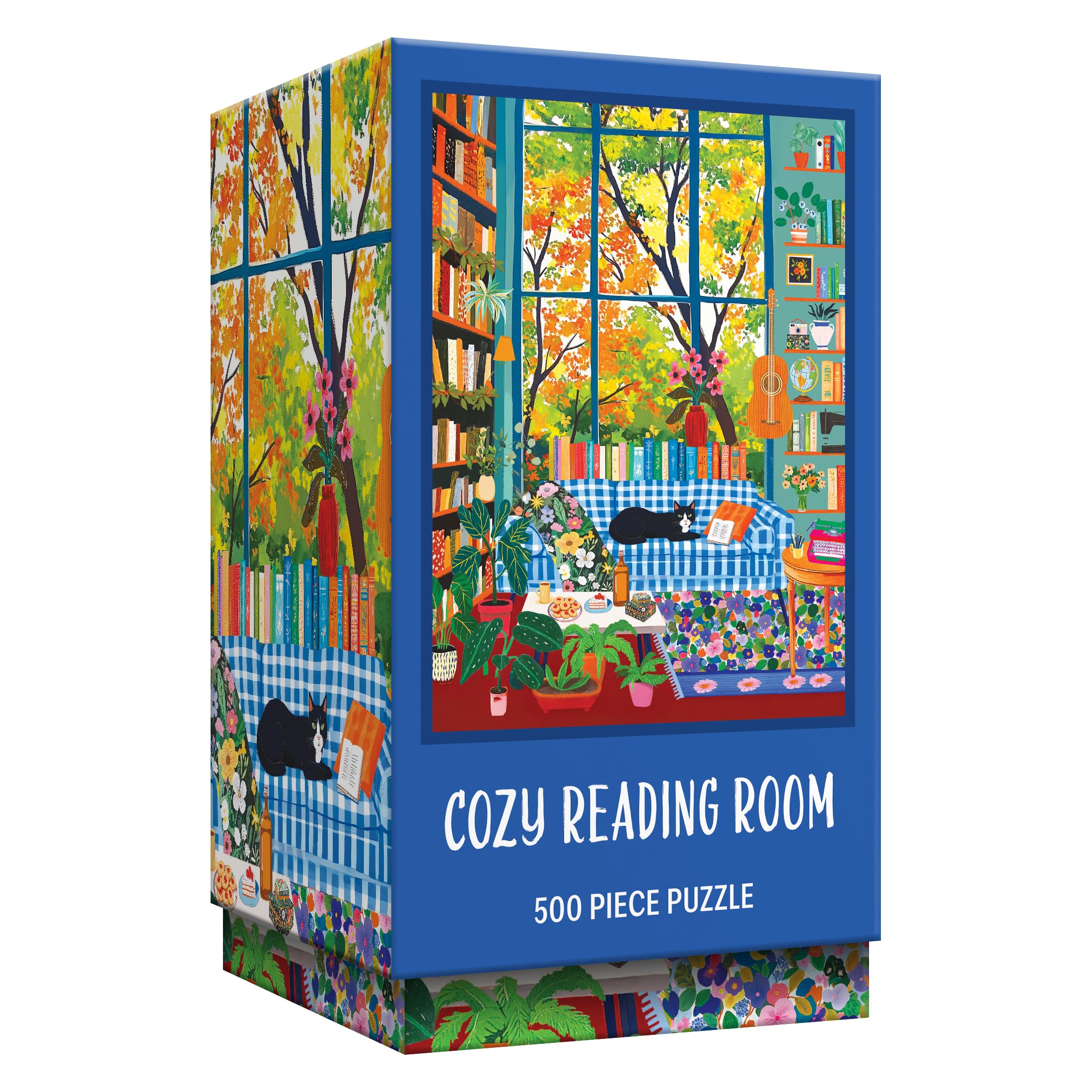 RoseArt Vertical Visions Cozy Reading Room 500-Piece Jigsaw Puzzle – Warm Book Nook Scene