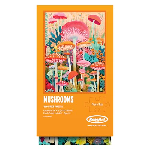 RoseArt Vertical Visions 'Mushrooms' Jigsaw Puzzle – 500 Piece Forest Fantasy for Adults