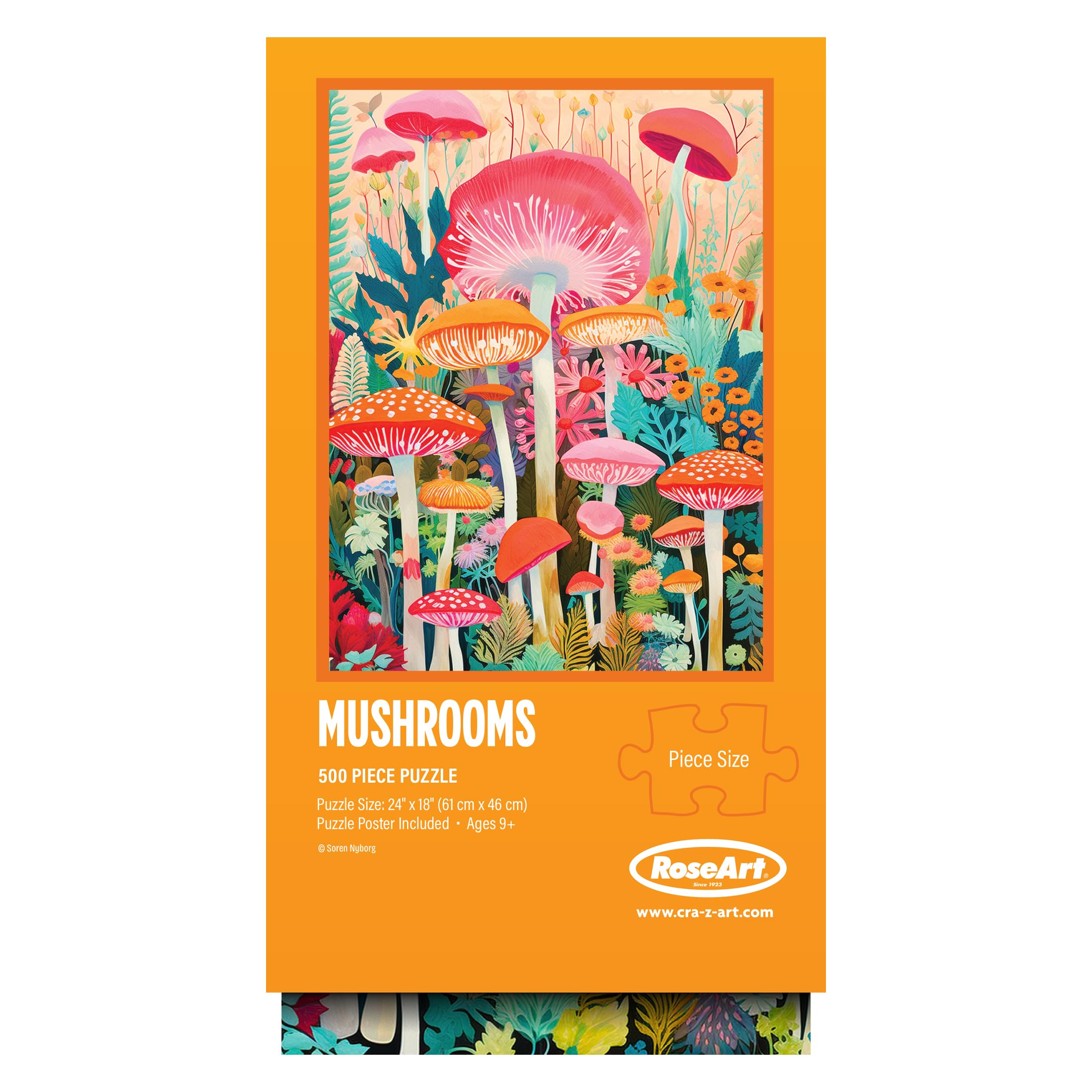 RoseArt Vertical Visions 'Mushrooms' Jigsaw Puzzle – 500 Piece Forest Fantasy for Adults