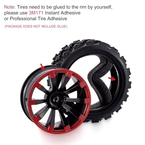 Rowiz 1/10 RC Car Tires 12mm Hex Wheels for 1/18 Truck 1/16 Buggy Replacement Set