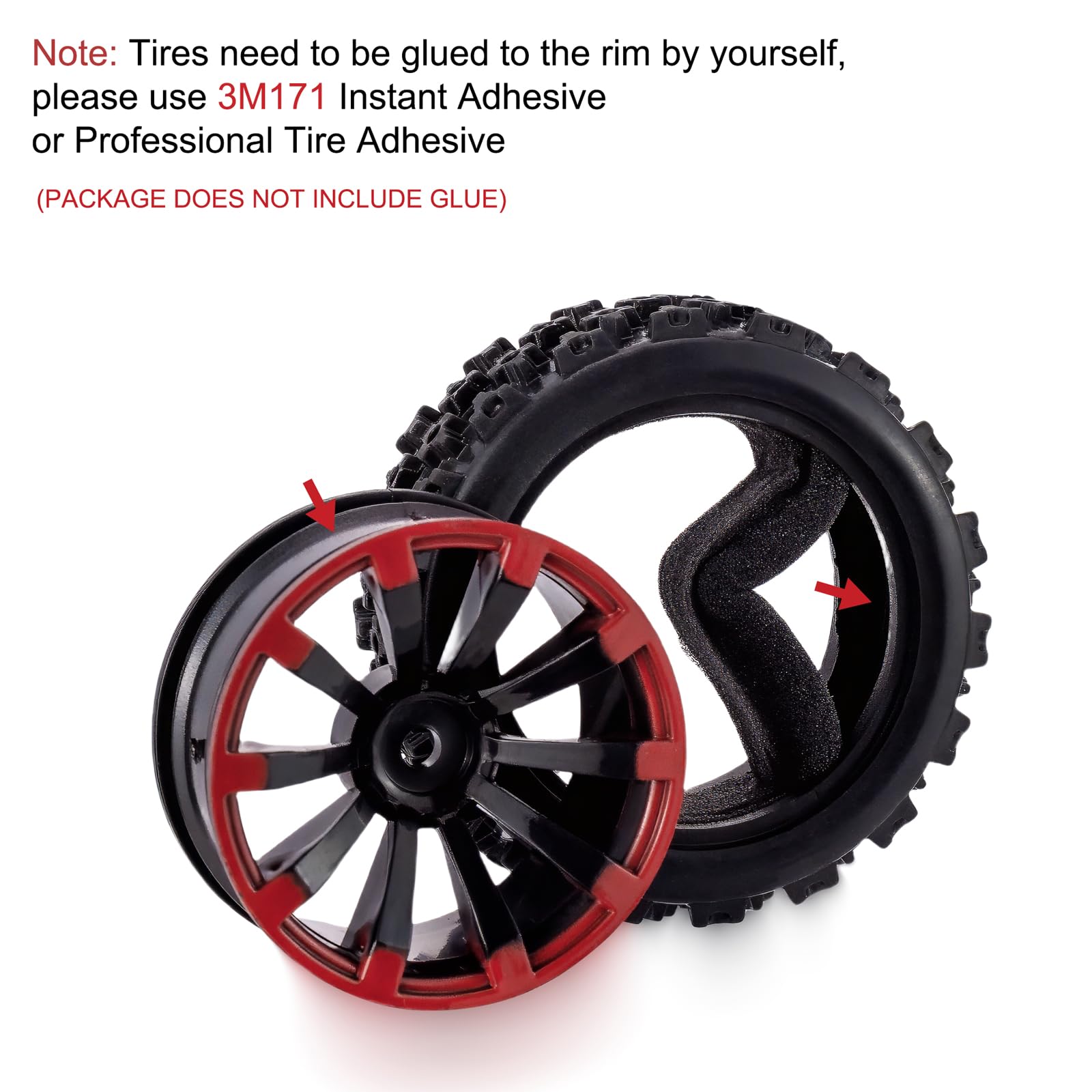 Rowiz 1/10 RC Car Tires 12mm Hex Wheels for 1/18 Truck 1/16 Buggy Replacement Set