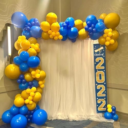 Royal Blue and Yellow Balloon Garland Kit - 100 Piece Graduation Balloon Arch for Birthday Party Decor