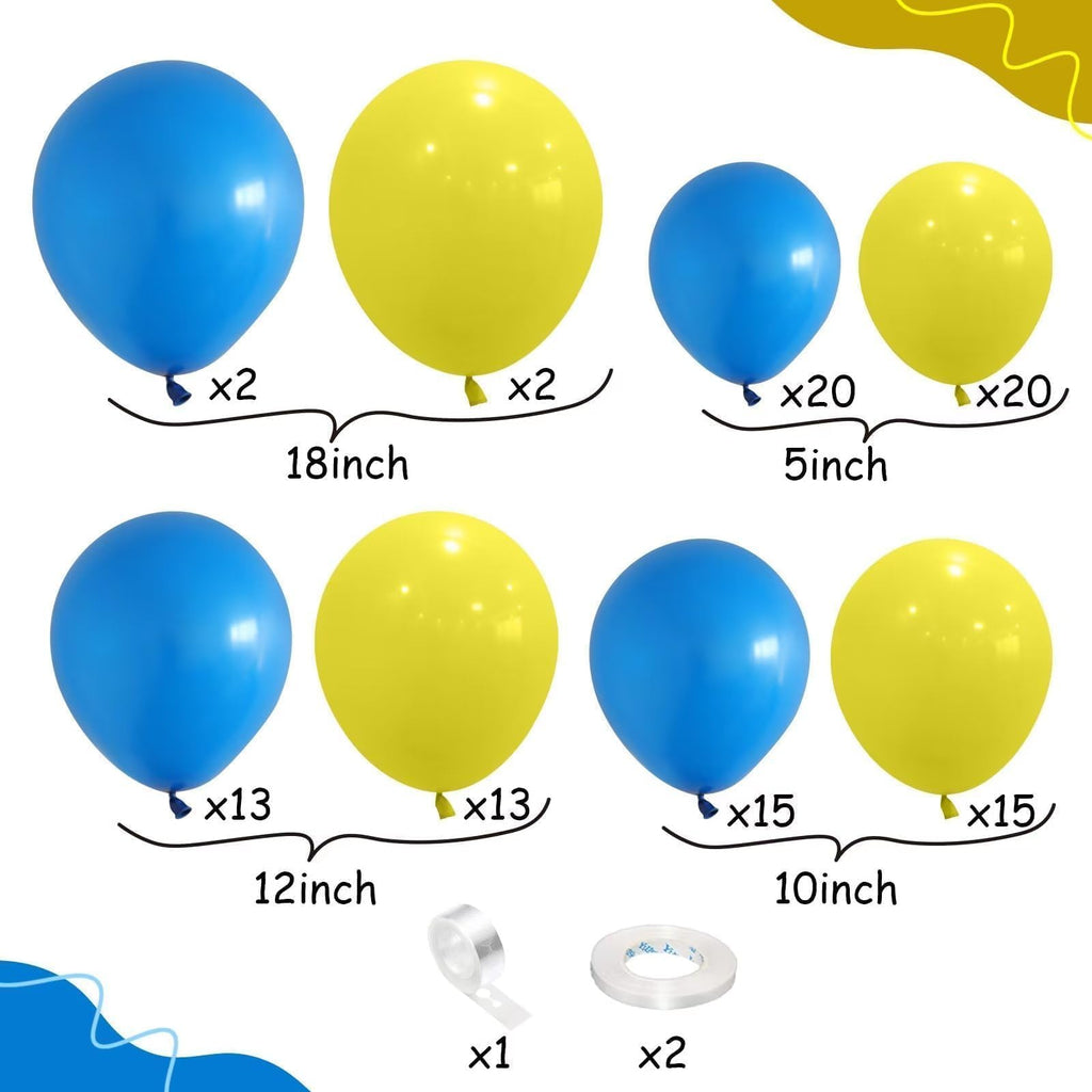 Royal Blue and Yellow Balloon Garland Kit - 100 Piece Graduation Balloon Arch for Birthday Party Decor