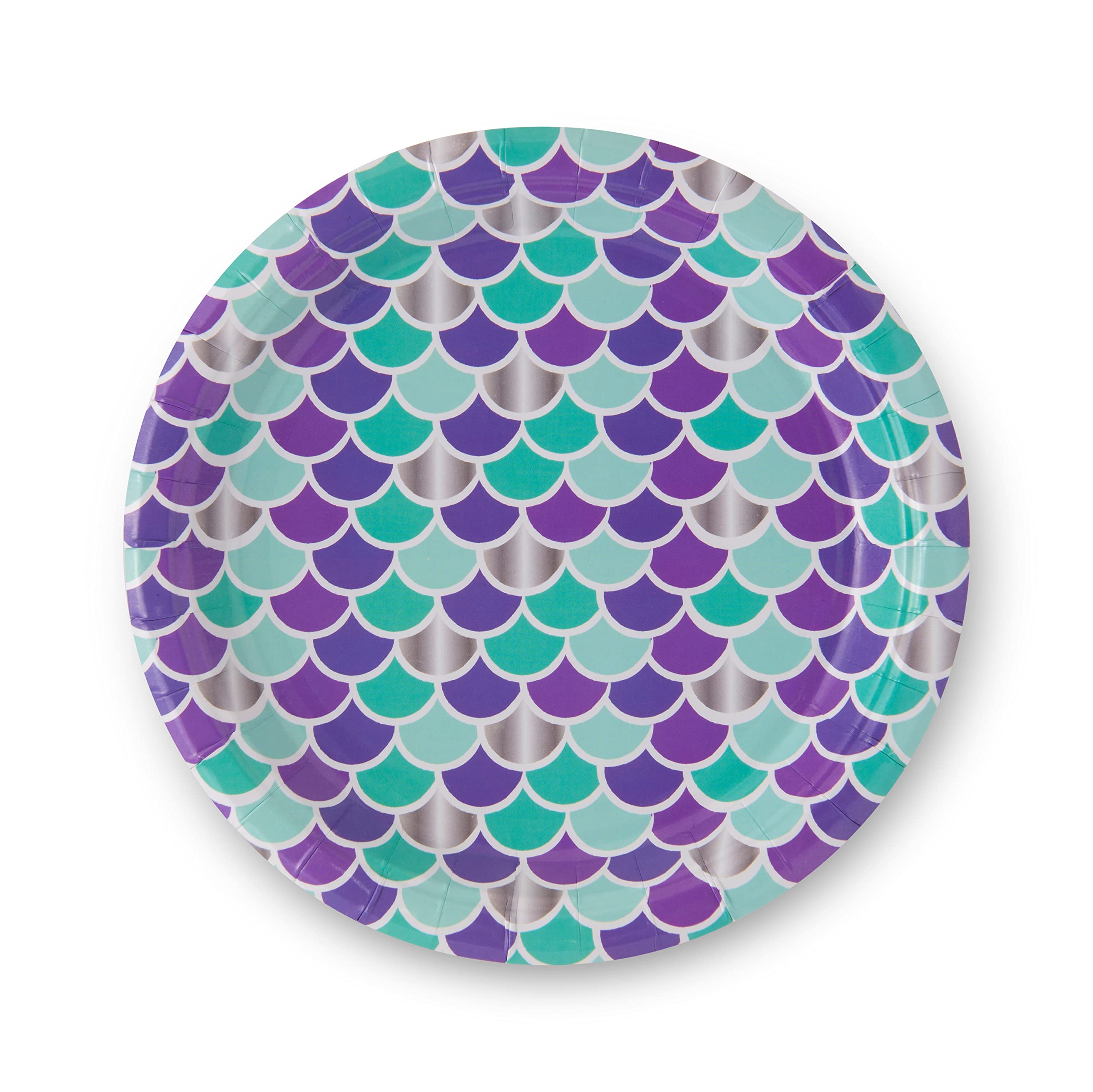 Royal Bluebonnet Mermaid Party Plates – 24 Sets of Purple & Teal Paper Plates, Napkins, and Cups for Under the Sea Birthday Decorations