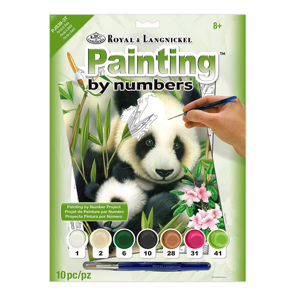 Royal & Langnickel Junior Paint by Number Kit – Panda & Baby, 8.75x11.75 inches
