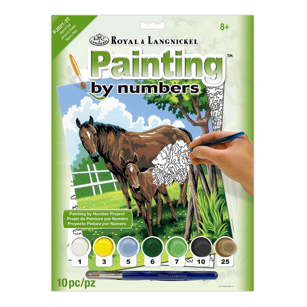 Royal & Langnickel Paint-by-Number Kit for Kids - Mare and Foal Scene, Multicolor