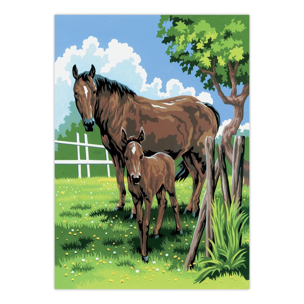 Royal & Langnickel Paint-by-Number Kit for Kids - Mare and Foal Scene, Multicolor