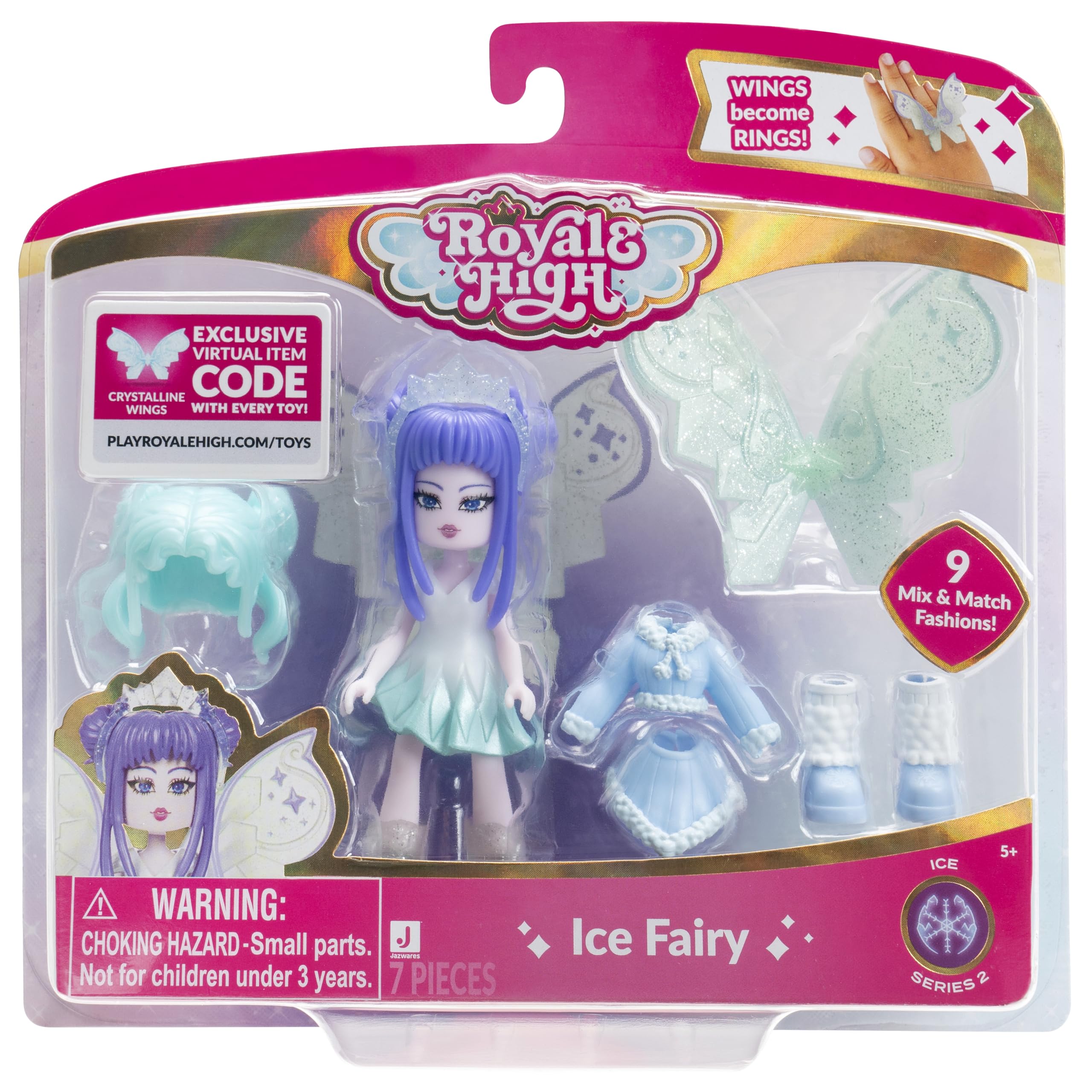 Royale High Ice Fairy Doll – 3-Inch Figure with 9 Accessories and Virtual Code (Series 2)