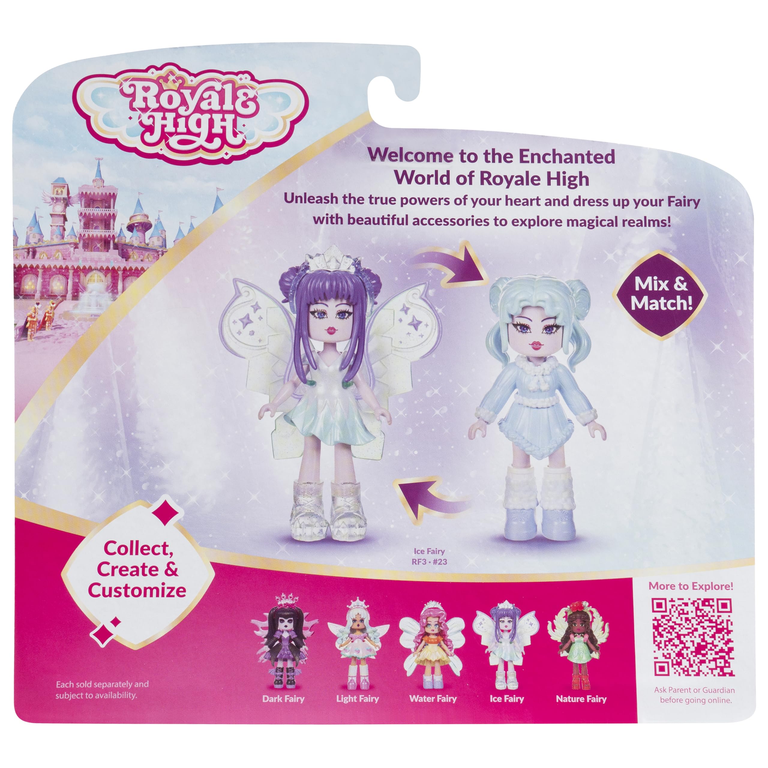 Royale High Ice Fairy Doll – 3-Inch Figure with 9 Accessories and Virtual Code (Series 2)