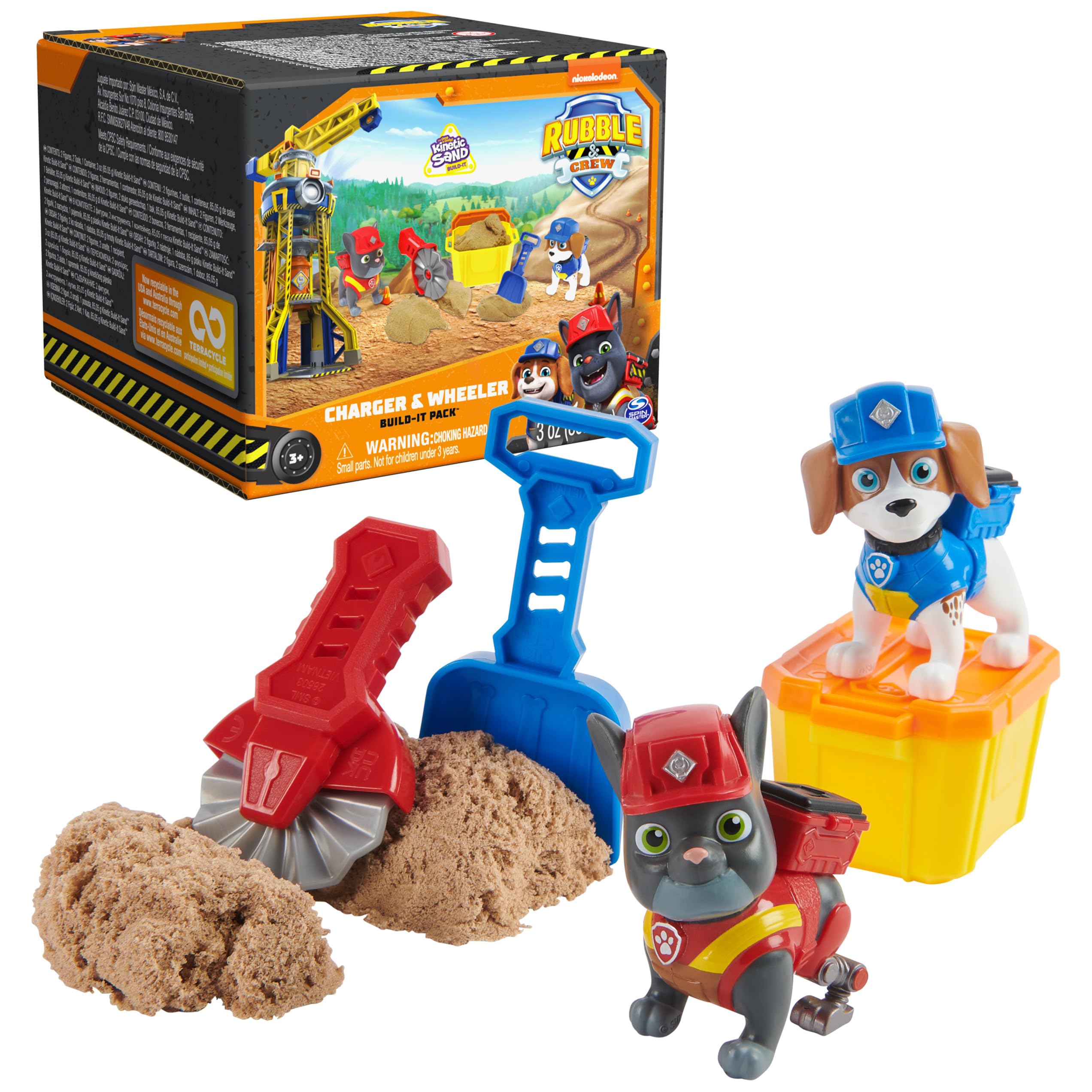 Rubble & Crew Charger & Wheeler Action Figures with Kinetic Build-It Sand and Tools