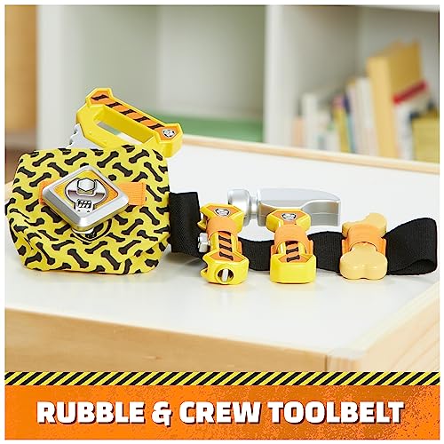 Rubble & Crew Construction Tool Belt – 6-Piece Kids Pretend Play Set with Adjustable Belt
