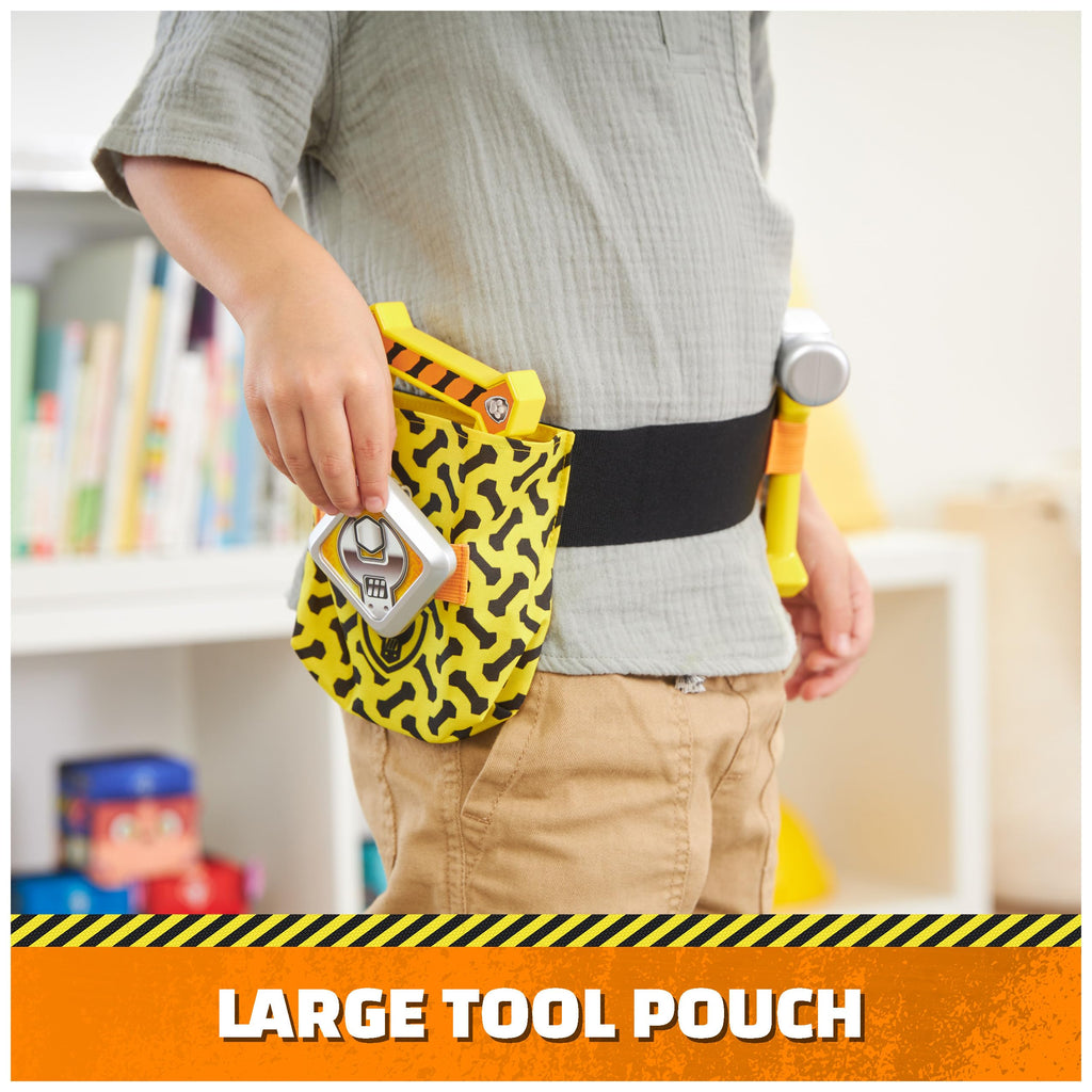 Rubble & Crew Construction Tool Belt – 6-Piece Kids Pretend Play Set with Adjustable Belt