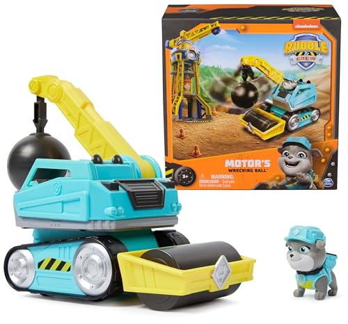 Rubble & Crew Motor's Wrecking Ball Truck with Action Figure – Construction Toy for Kids Ages 3+