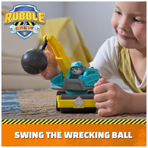 Rubble & Crew Motor's Wrecking Ball Truck with Action Figure – Construction Toy for Kids Ages 3+
