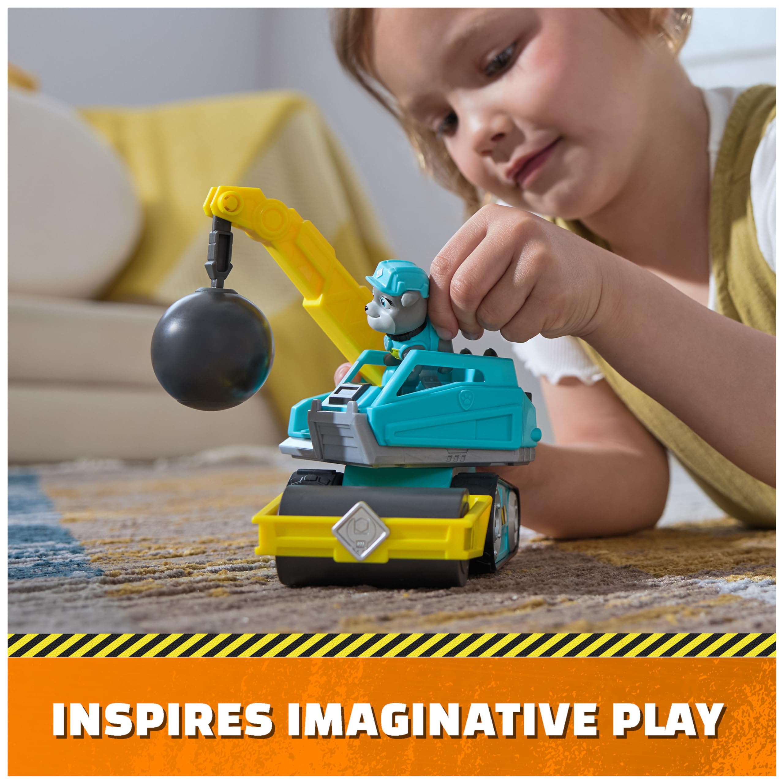 Rubble & Crew Motor's Wrecking Ball Truck with Action Figure – Construction Toy for Kids Ages 3+
