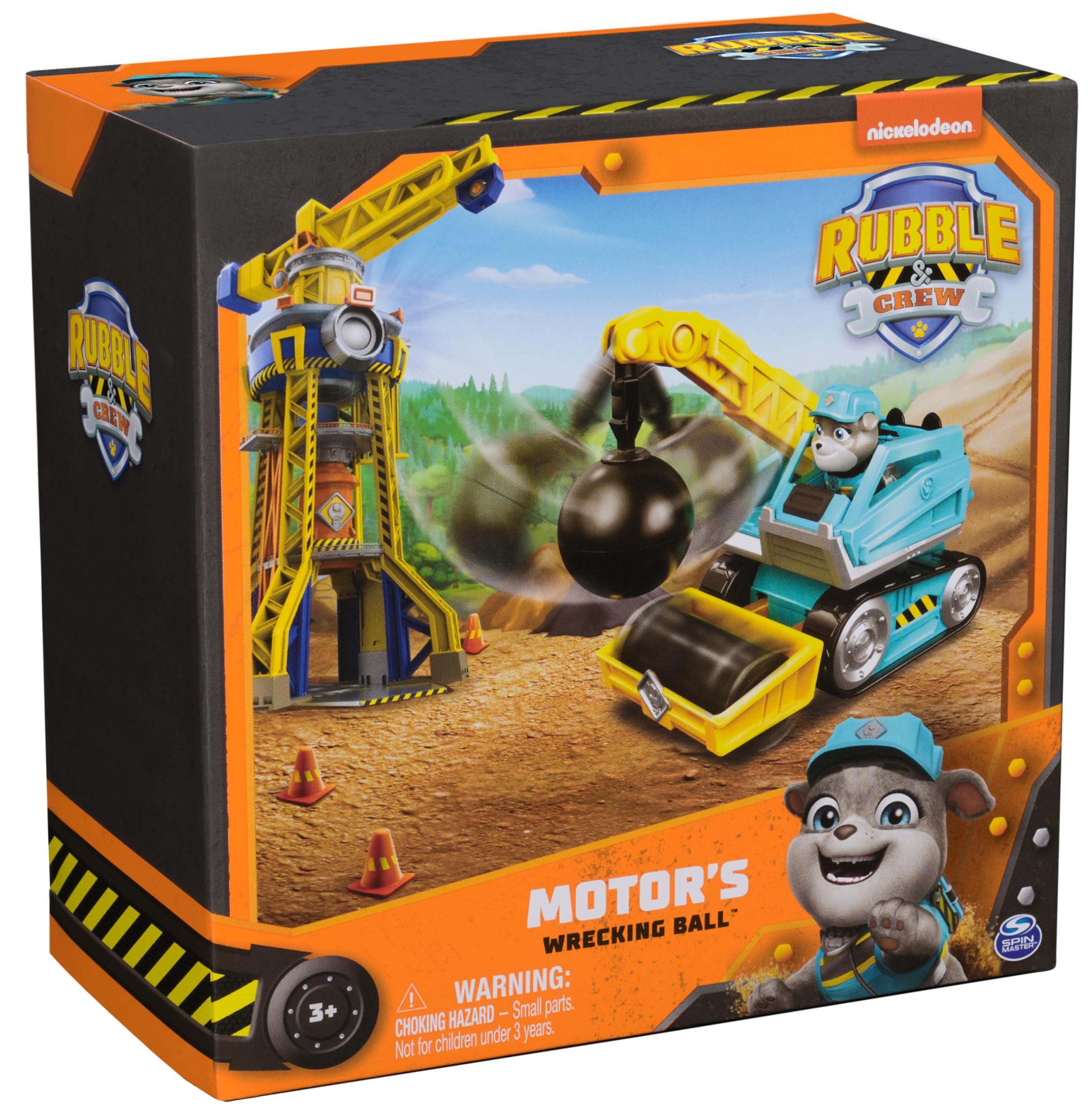 Rubble & Crew Motor's Wrecking Ball Truck with Action Figure – Construction Toy for Kids Ages 3+