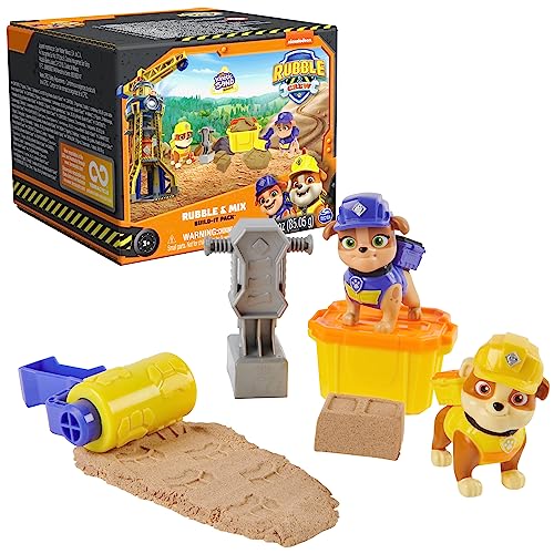Rubble & Crew Rubble and Mix Action Figures Set with Kinetic Build-It Sand and Tools