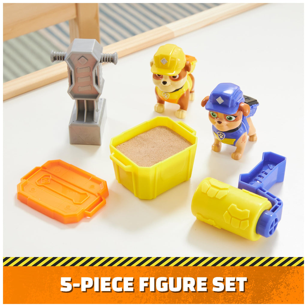 Rubble & Crew Rubble and Mix Action Figures Set with Kinetic Build-It Sand and Tools