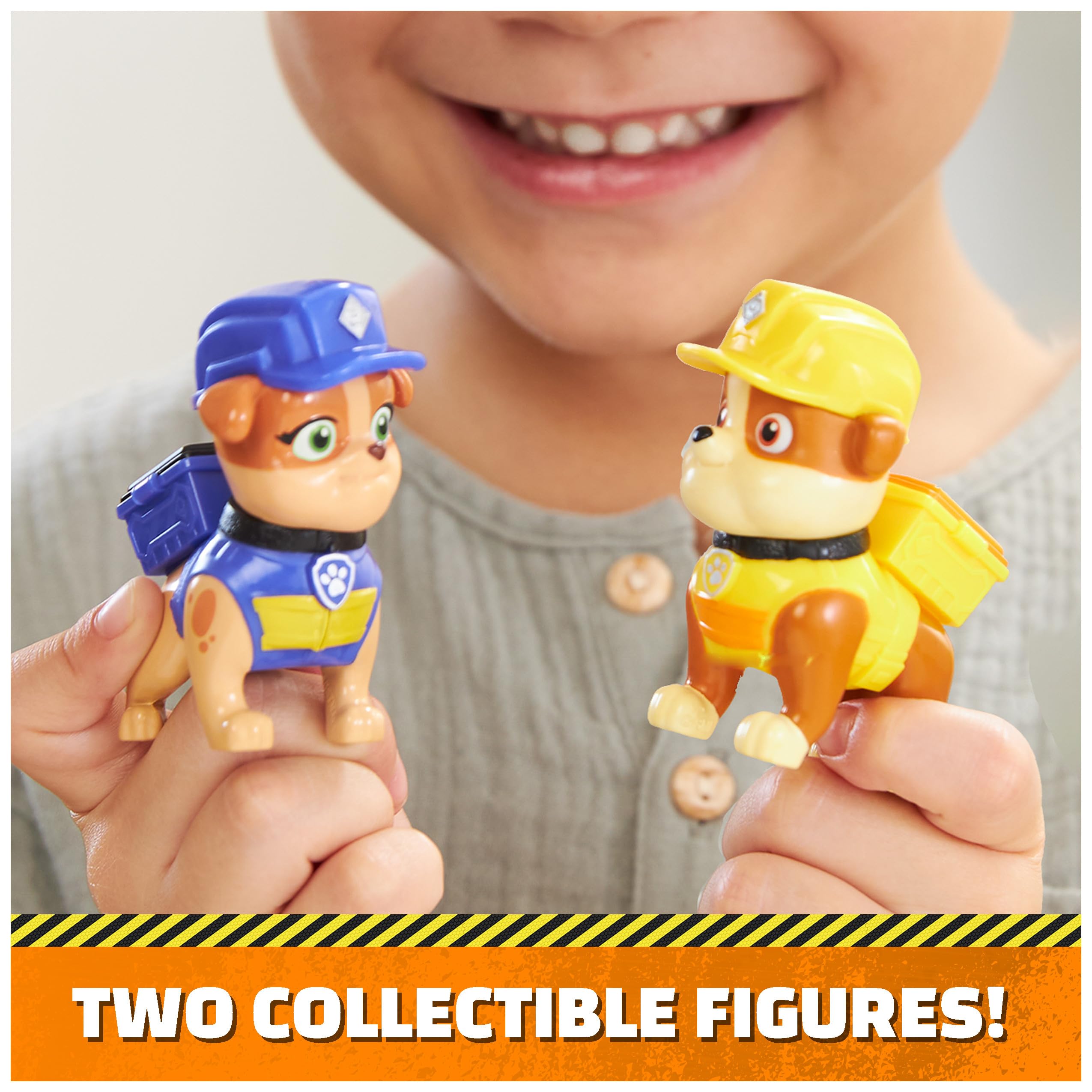 Rubble & Crew Rubble and Mix Action Figures Set with Kinetic Build-It Sand and Tools