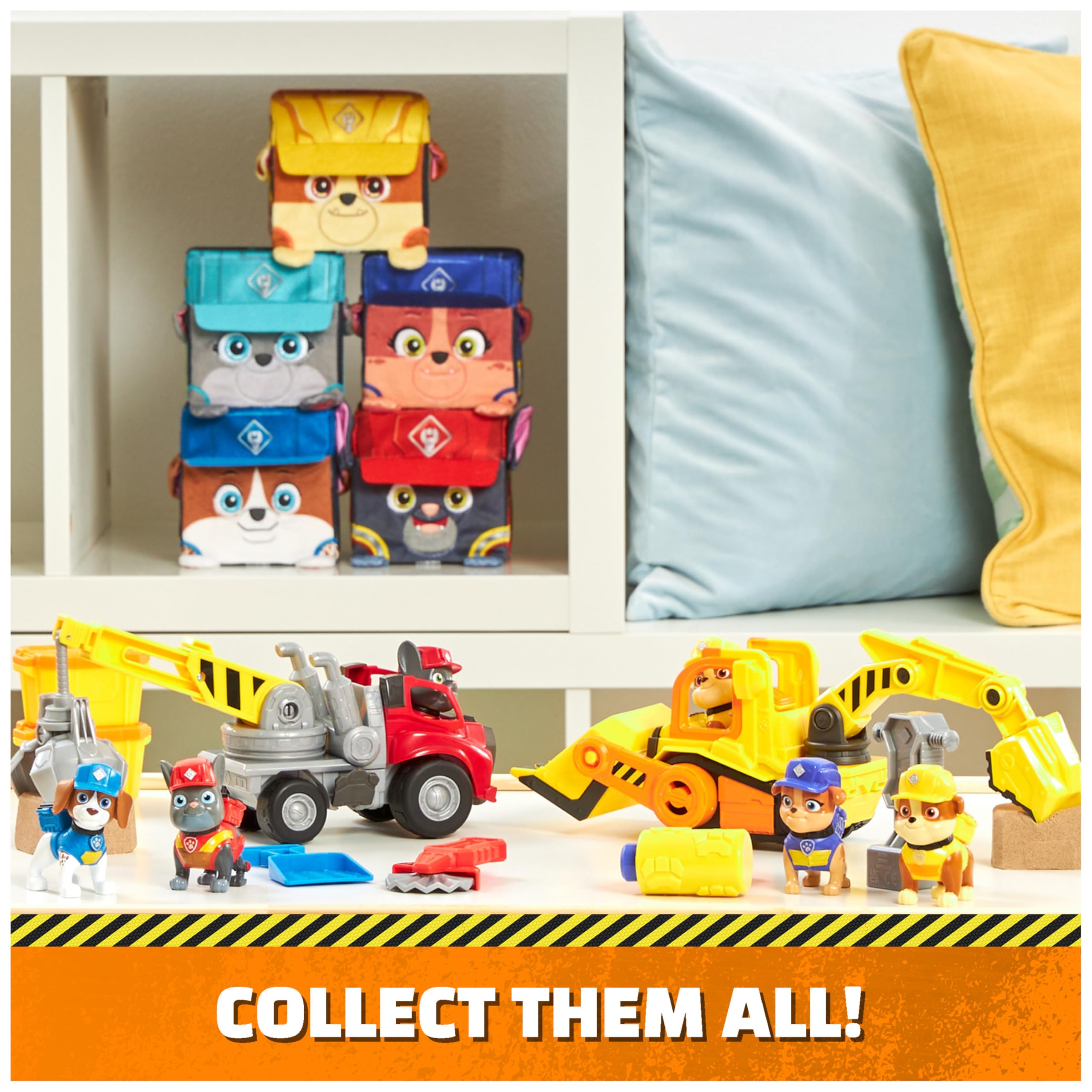 Rubble & Crew Wheeler Plush Toy - 4-Inch Stackable Cube Stuffed Animal for Kids 3+