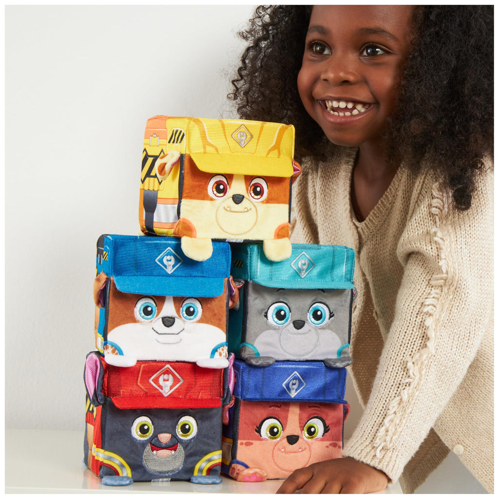 Rubble & Crew Wheeler Plush Toy - 4-Inch Stackable Cube Stuffed Animal for Kids 3+