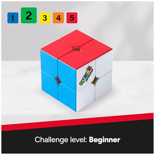 Rubik's 2x2 Speed Cube – Stickerless, Pre-Lubricated, Fast-Turning Puzzle for All Ages