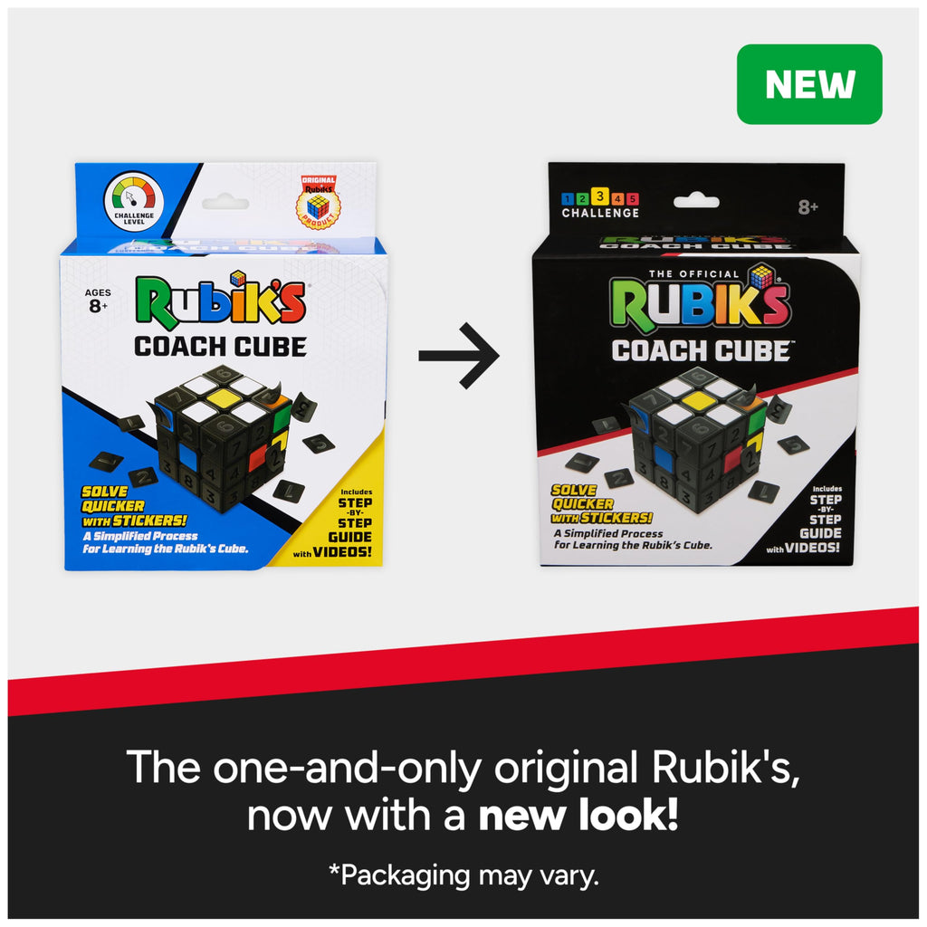Rubik's Coach Cube 3x3 – Learn to Solve with Stickers, Guide & Videos – Ages 8+