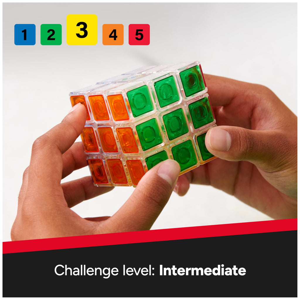 Rubik’s Crystal Cube – Transparent 3x3 Puzzle Game with Color-Matching, for Ages 8+