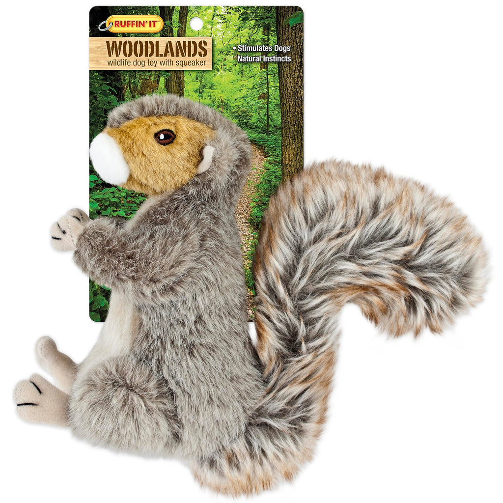Ruffin' It Large Woodlands Plush Squirrel Dog Toy with Squeaker
