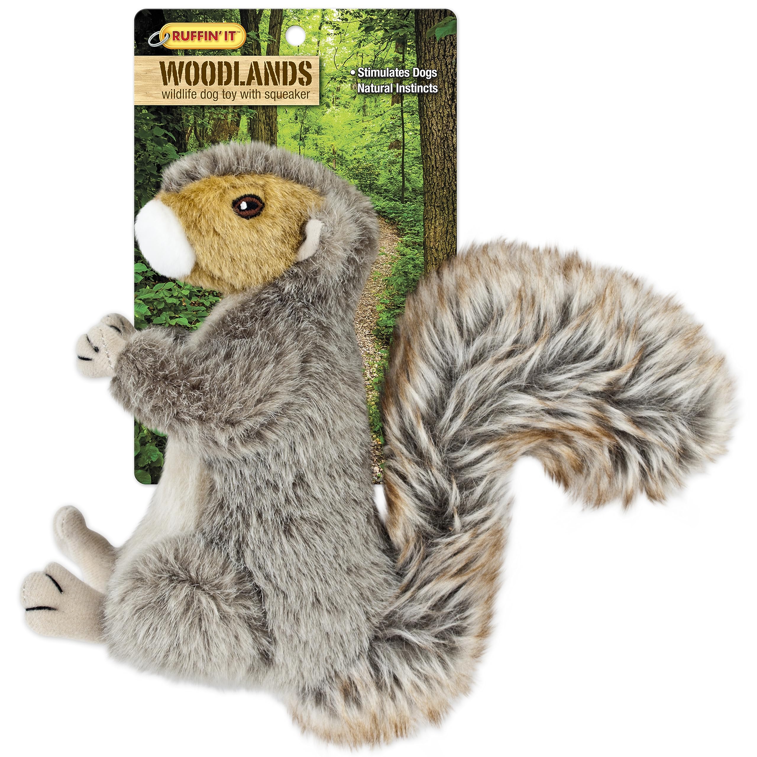 Ruffin' It Large Woodlands Plush Squirrel Dog Toy with Squeaker