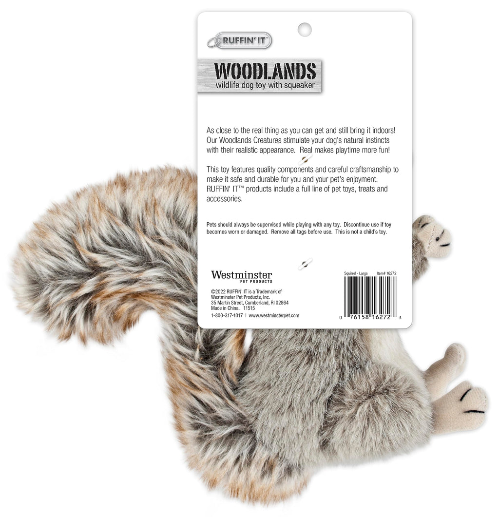 Ruffin' It Large Woodlands Plush Squirrel Dog Toy with Squeaker