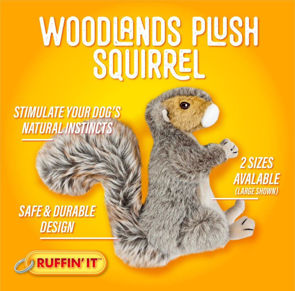 Ruffin' It Large Woodlands Plush Squirrel Dog Toy with Squeaker