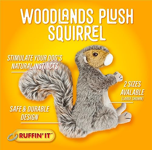 Ruffin' It Large Woodlands Plush Squirrel Dog Toy with Squeaker