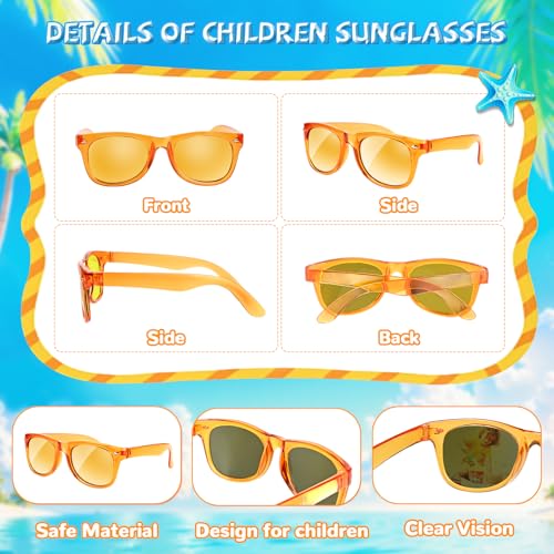 Rugort Kids Sunglasses Party Favors - 12 Pack Neon UV400 Polarized for Ages 3-8