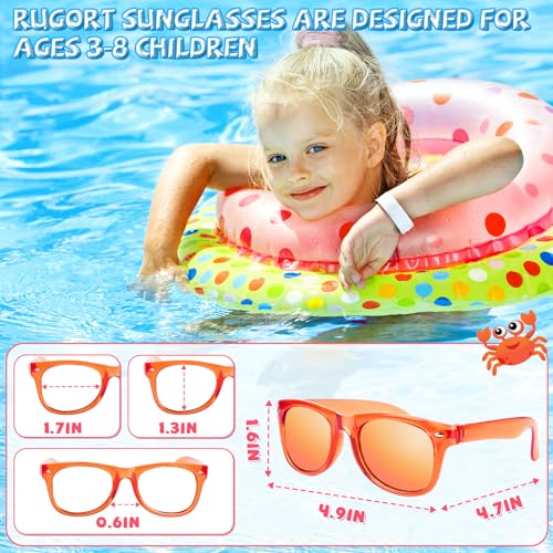 Rugort Kids Sunglasses Party Favors - 12 Pack Neon UV400 Polarized for Ages 3-8