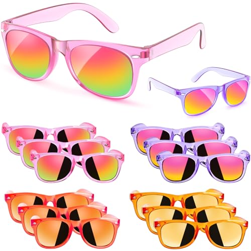 Rugort Kids Sunglasses Party Favors - 12 Pack Neon UV400 Polarized for Ages 3-8