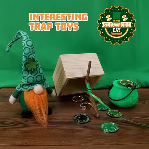 RunNico 14-Piece St. Patrick's Day Leprechaun Trap Kit - Gnome Plush, Cauldron, Coins, DIY Craft for Party Decor