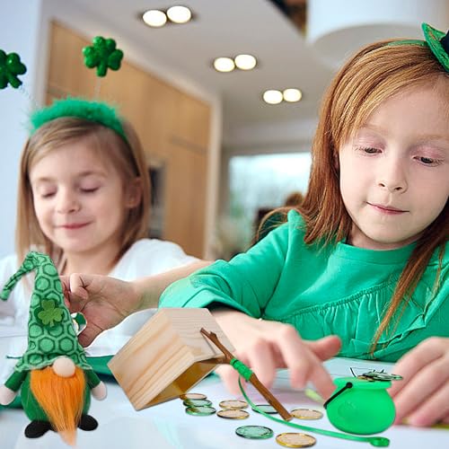 RunNico 14-Piece St. Patrick's Day Leprechaun Trap Kit - Gnome Plush, Cauldron, Coins, DIY Craft for Party Decor