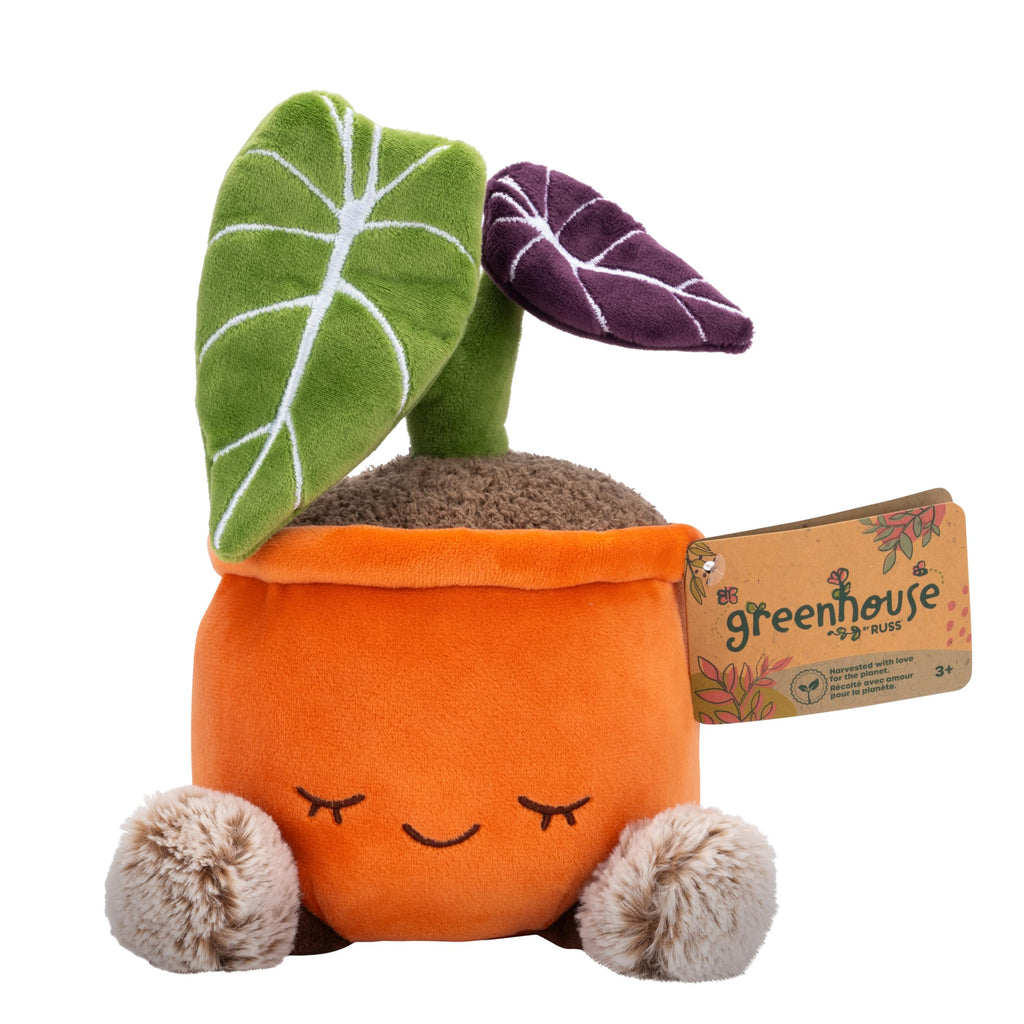 Russ Greenhouse 12-Inch Black Velvet Alocasia Plush Toy - Soft Official Jazwares Plant Plush
