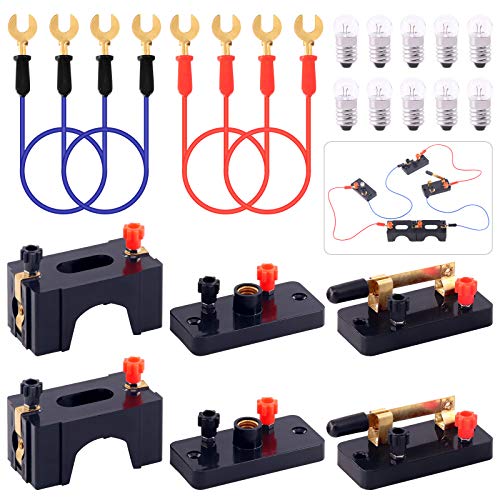 Rustark 20-Piece Electrical Circuit Experiment Kit - Screw Base Light Bulbs, Battery Holders, Switches & Wires for Series and Parallel Circuits