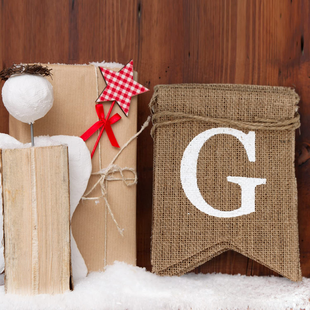 Rustic Burlap Banner with God Bless Design – Baptism Christening Baby Shower Decoration