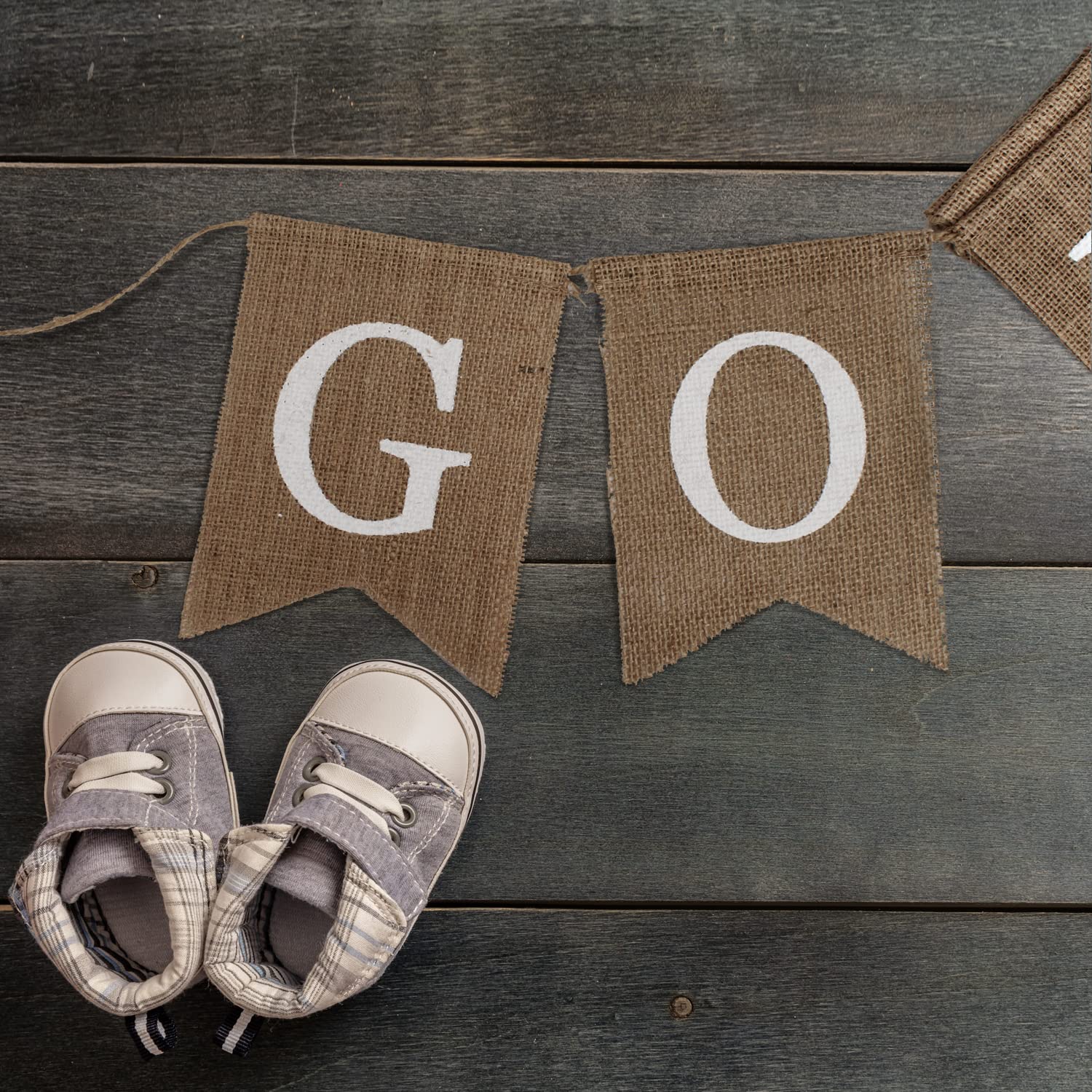 Rustic Burlap Banner with God Bless Design – Baptism Christening Baby Shower Decoration