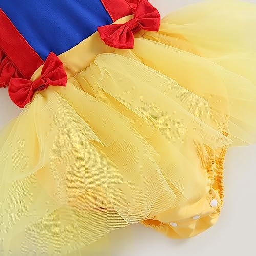 RWYBEIW Newborn Baby Girls Snow White Romper Costume Set 2-Piece Summer Outfit with Headband